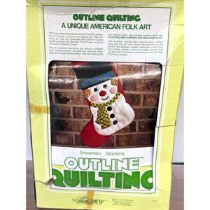 Vintage Outline Quilting Christmas Snowman Stocking Craft Kit Folk Art Diy Proje